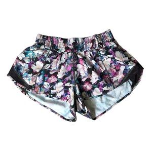 Lululemon cool colored floral pattern running track shorts size 4